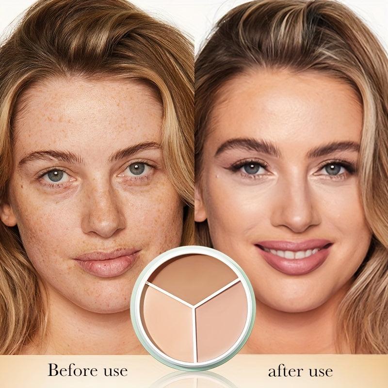 Tricolor Concealer Cover Foundation Non Fly Powder