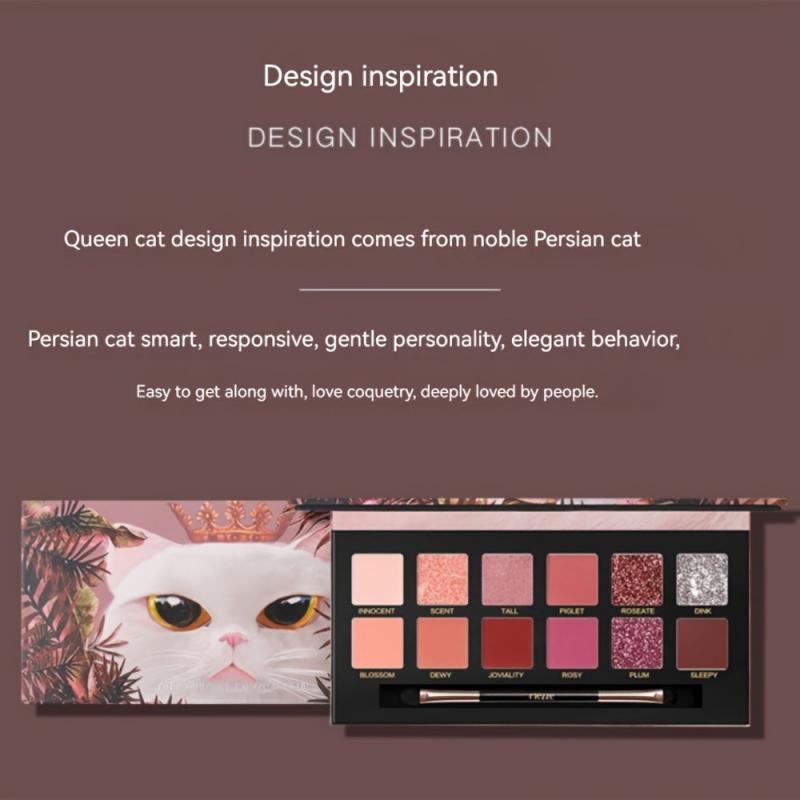 12-Color Animal Eyeshadow Palette Pearly Matte Glitter Finish