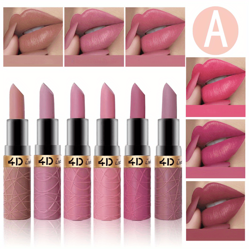 6 PCS Set Matte Lipstick Non-stick Cup Waterproof