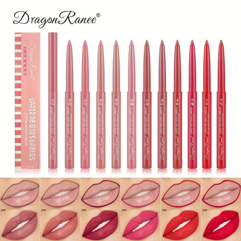 12 Colors Lip Liner Pencil Vegan 24 Hr Long Wear Waterproof Smudge Resistant