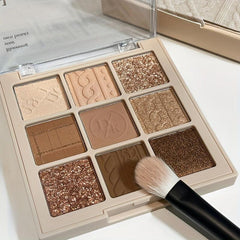 9-Color Mini Golden Eyeshadow Palette Brown Sparkle Coral Pearly Finish