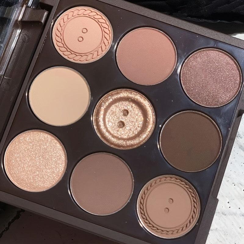 9-Color Eyeshadow Palette Tea Brown Earth Tone Glitter Daily Makeup