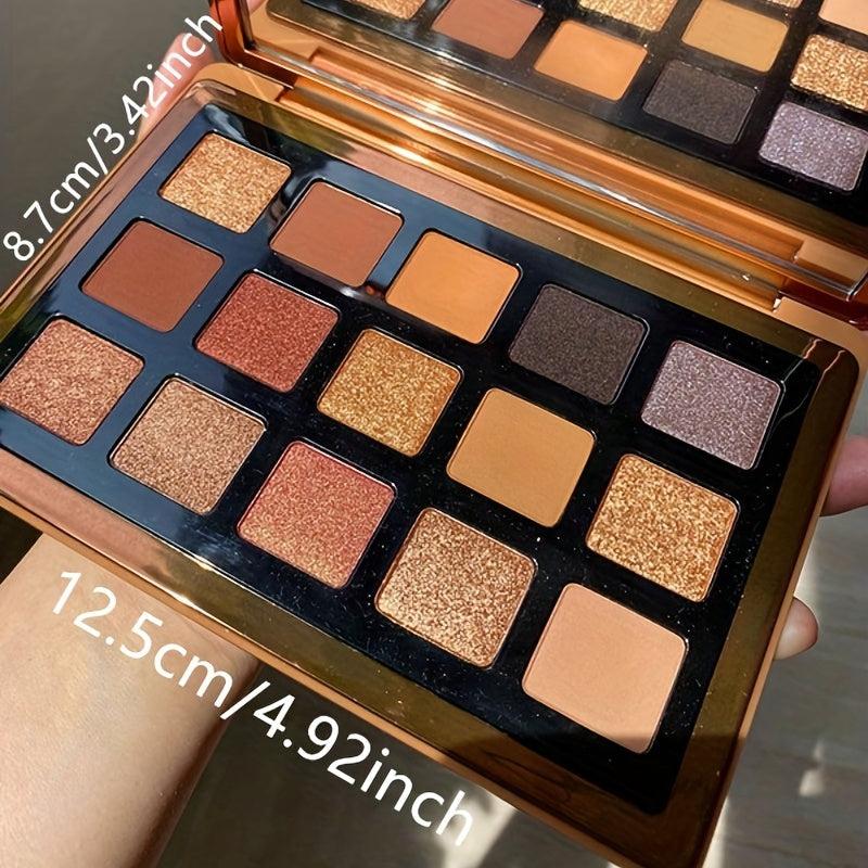 15 Shades Bronzer Eyeshadow Palette in Earth Golden Brown Tone