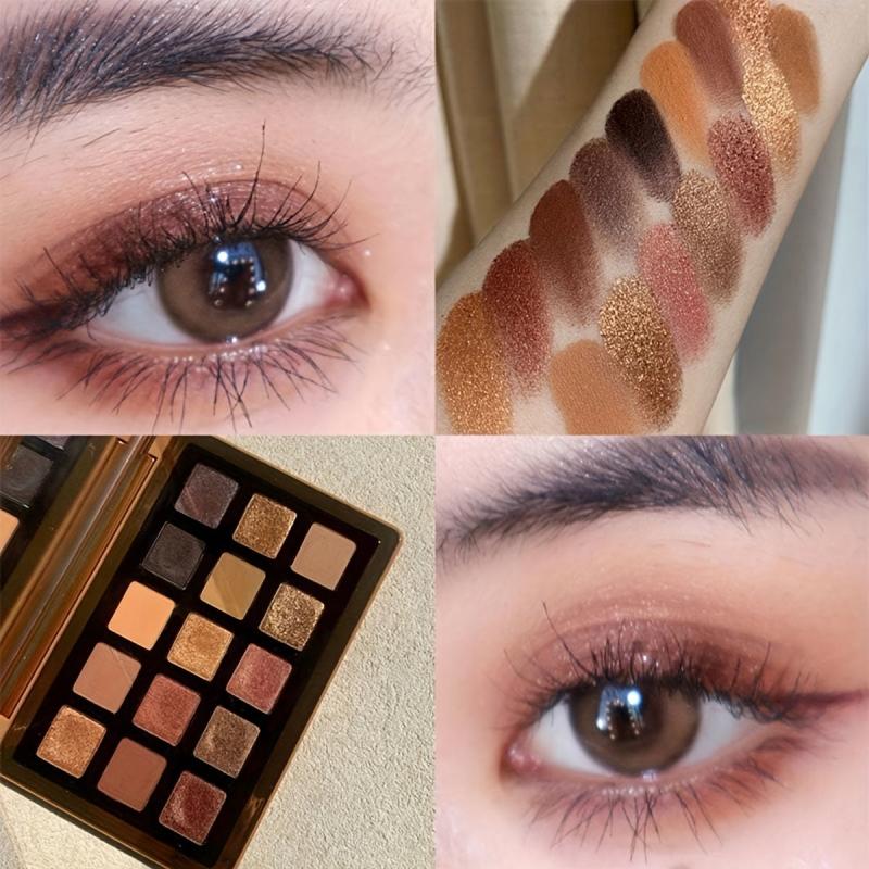 15 Shades Bronzer Eyeshadow Palette in Earth Golden Brown Tone
