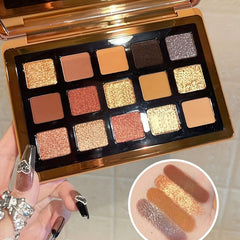 15 Shades Bronzer Eyeshadow Palette in Earth Golden Brown Tone