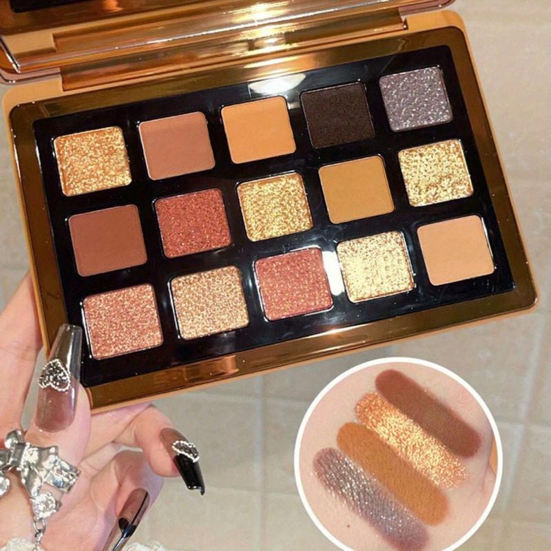 15 Shades Bronzer Eyeshadow Palette in Earth Golden Brown Tone