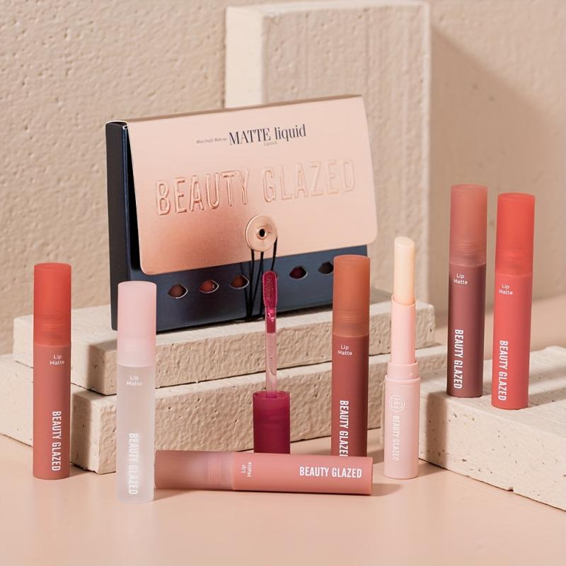 8 Colors Matte & Metallic Lipstick Glaze Set