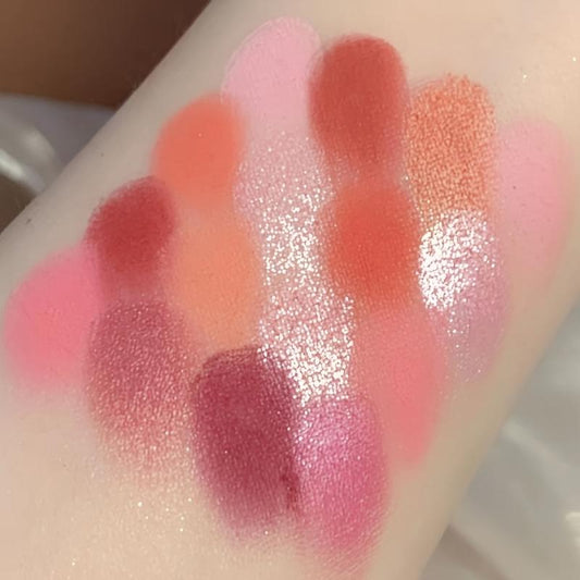 Colorful Eyeshadow Palette Matte Pearly Finish Pink Green Purple Blendable