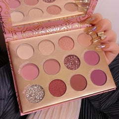 12 Colors Amorous Rose Eyeshadow Palette with Highlighting & Contouring