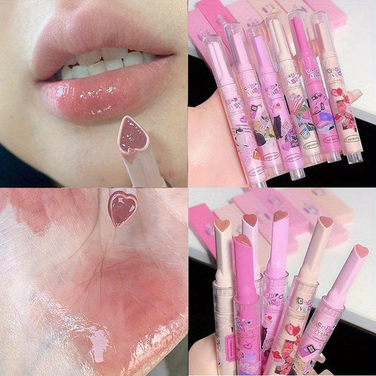 Solid Shimmer Lipstick Gloss 6 Colors Long Lasting Cosmetics