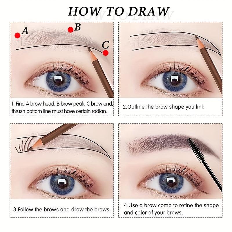 Waterproof Eyebrow Pencil Long Lasting Colorfast Pen