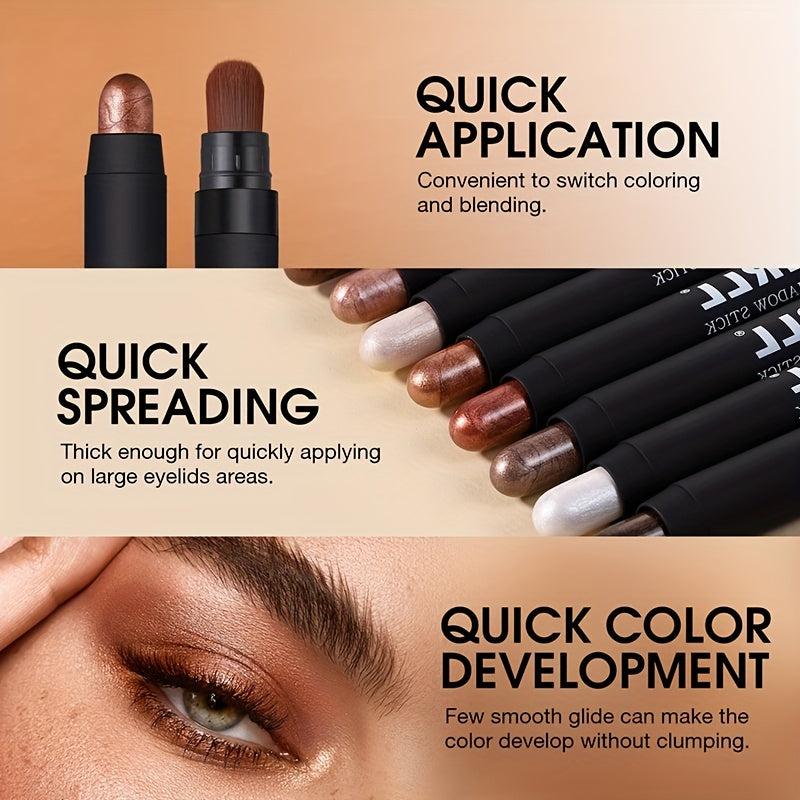 6pcs Long Lasting Shimmer Eyeshadow Stick Set Waterproof Smudge Proof Makeup