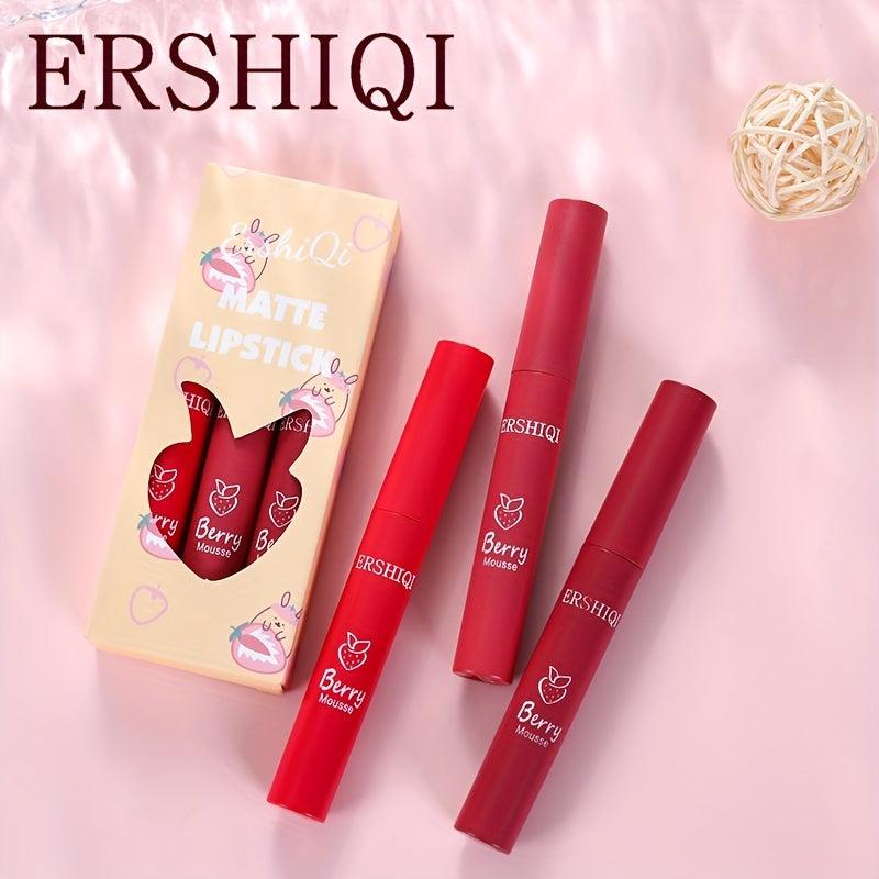 3-Pk Lip Glaze Soft Matte Finish Waterproof Long-Lasting Liquid Lipstick
