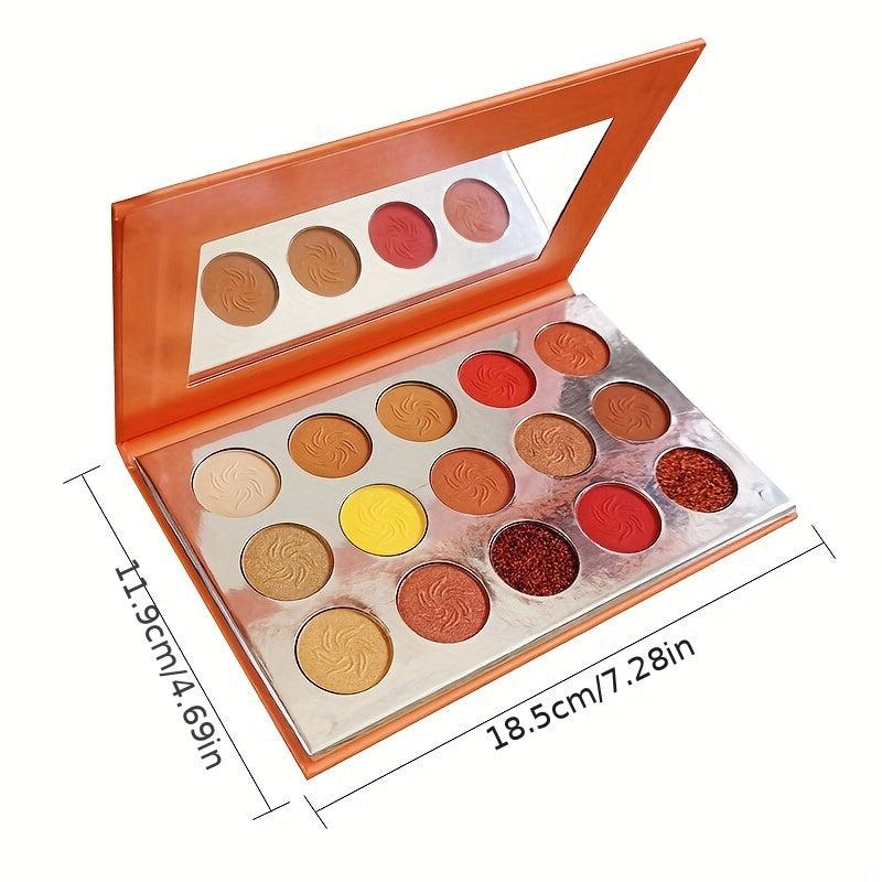 15-Color Spring & Summer Eyeshadow Palette with Green Glitter Sequin Shimmer