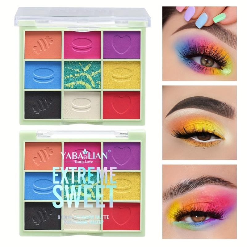 9 Colors Eyeshadow Palette Rainbow Pearly Matte Finish