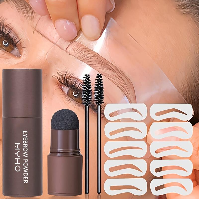 Eyebrow Shaping Kit with Stamp, Stencil, Brushes, Powder Stick - 3 Colors