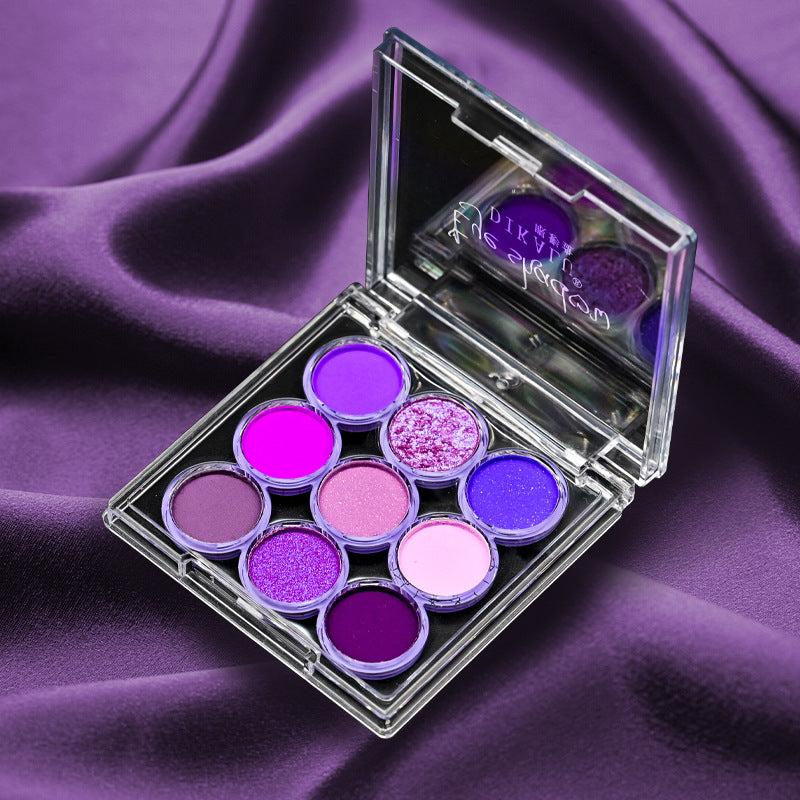 Green Purple Brown Pink 9 Eyeshadow Tray Teal Niche Fresh Retro