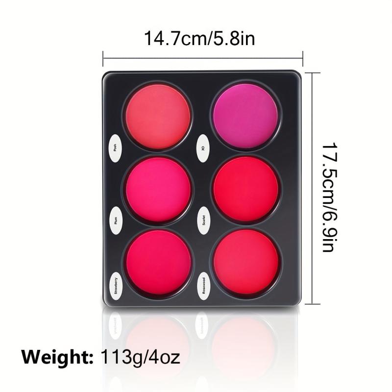 6 Colors Face Blush Palette Matte Mineral Blush Powder Bright Shimmer Face Blush