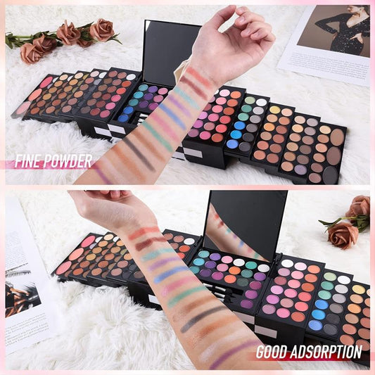Professional Makeup Kit 142 Eyeshadow Blush Eyebrow Powder Sponge