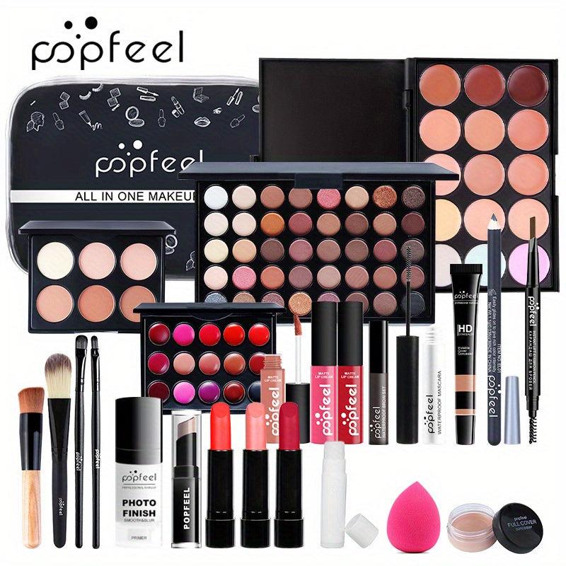 Makeup Set with Eyeshadow, Lip Gloss, Lipstick, Sponge, Foundation