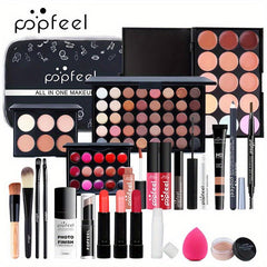 Makeup Set with Eyeshadow, Lip Gloss, Lipstick, Sponge, Foundation