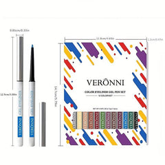 12pcs Rainbow Gel Eyeliner Pencils Set Long Lasting Retractable Eyeliner Pen