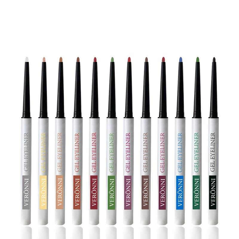 12pcs Rainbow Gel Eyeliner Pencils Set Long Lasting Retractable Eyeliner Pen