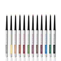 12pcs Rainbow Gel Eyeliner Pencils Set Long Lasting Retractable Eyeliner Pen