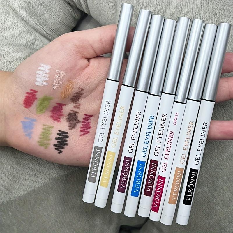 12pcs Rainbow Gel Eyeliner Pencils Set Long Lasting Retractable Eyeliner Pen