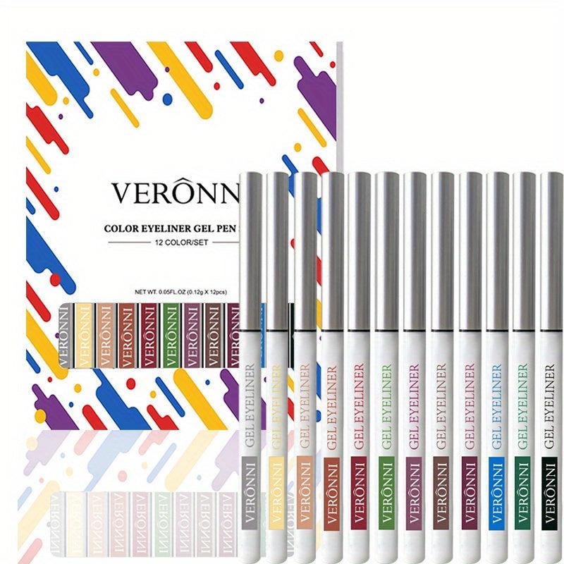12pcs Rainbow Gel Eyeliner Pencils Set Long Lasting Retractable Eyeliner Pen