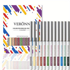 12pcs Rainbow Gel Eyeliner Pencils Set Long Lasting Retractable Eyeliner Pen