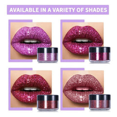 4-color Glitter Lip Gloss Kit with Primer Brush Waterproof Smudge Proof