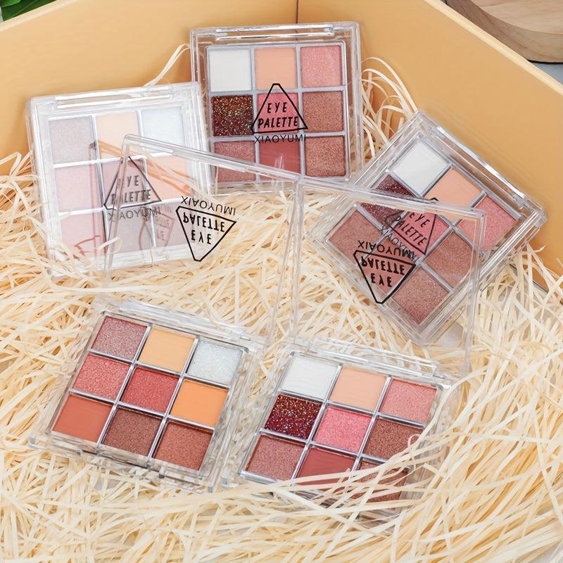 Sparkle 9 Colors Glitter Eyeshadow Palette Waterproof Orange Brown