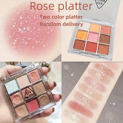 Sparkle 9 Colors Glitter Eyeshadow Palette Waterproof Orange Brown