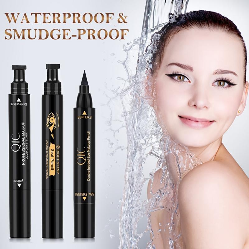 Waterproof Double Ended Eyeliner Stamp Pen with Smudge Proof Liquid Eyeliner