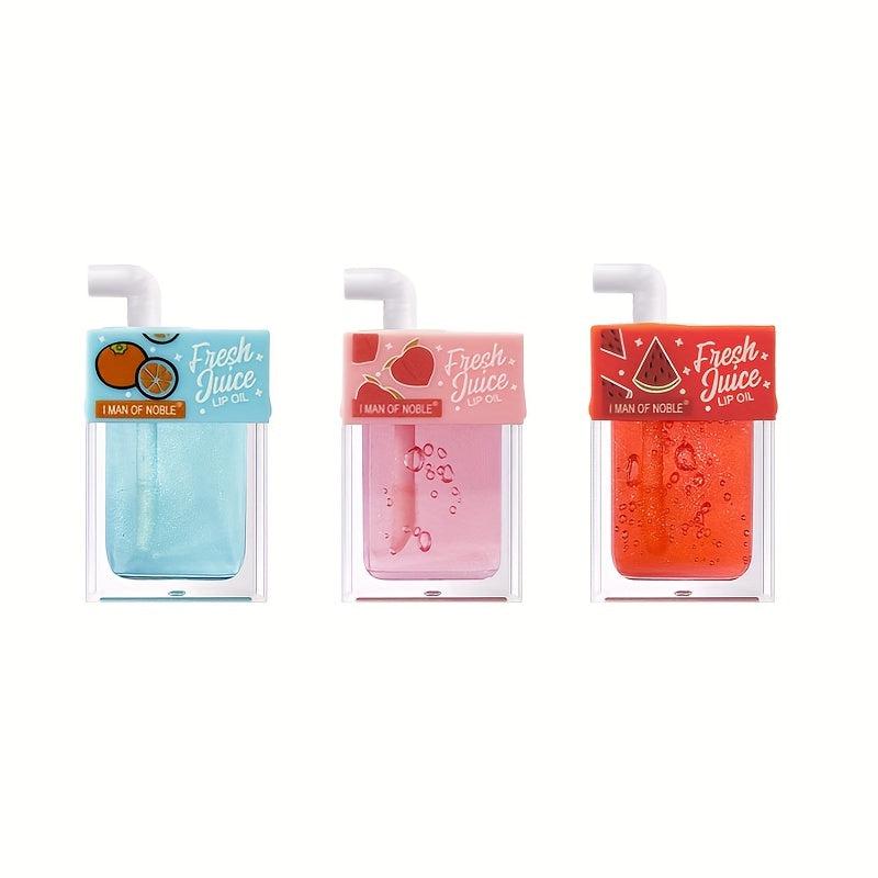 3 Pcs Set Juice Lip Gloss Lip Plumping Moisturizing Sweet Lip Glaze Pearlescent