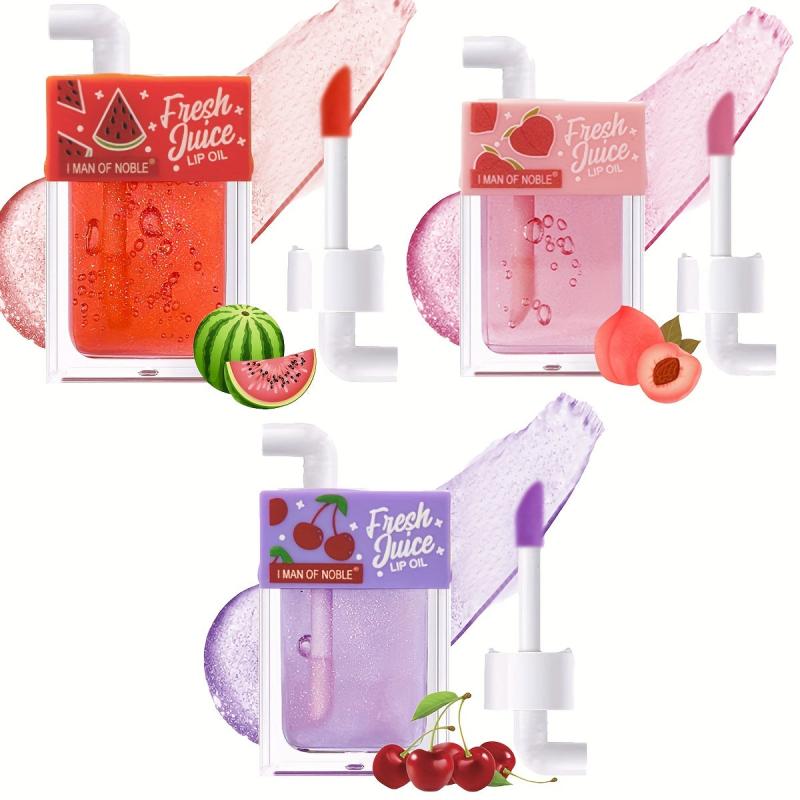 3 Pcs Set Juice Lip Gloss Lip Plumping Moisturizing Sweet Lip Glaze Pearlescent