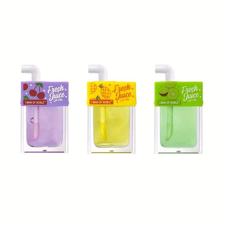 3 Pcs Set Juice Lip Gloss Lip Plumping Moisturizing Sweet Lip Glaze Pearlescent