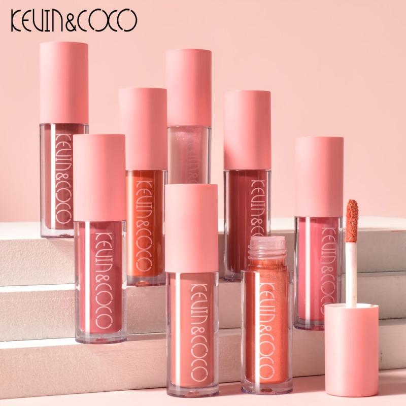 8 Pcs Metallic Glitter Lip Gloss Shining Non stick Cup