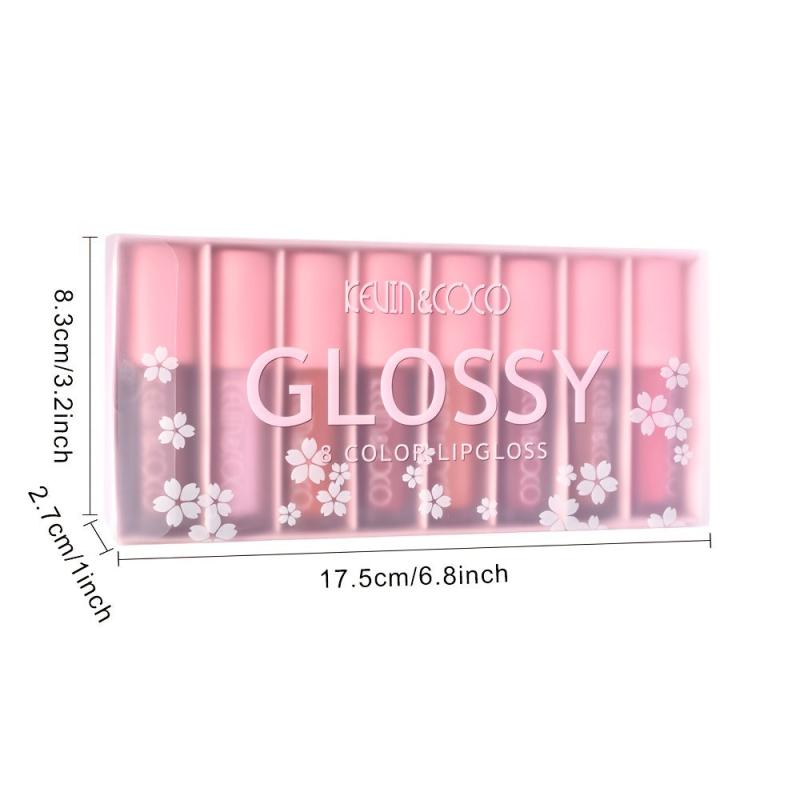 8 Pcs Metallic Glitter Lip Gloss Shining Non stick Cup