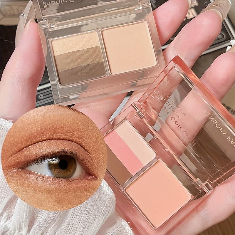 Matte 4-Color Eyeshadow Blush Palette Brown Coral Nude Milk Tea Natural