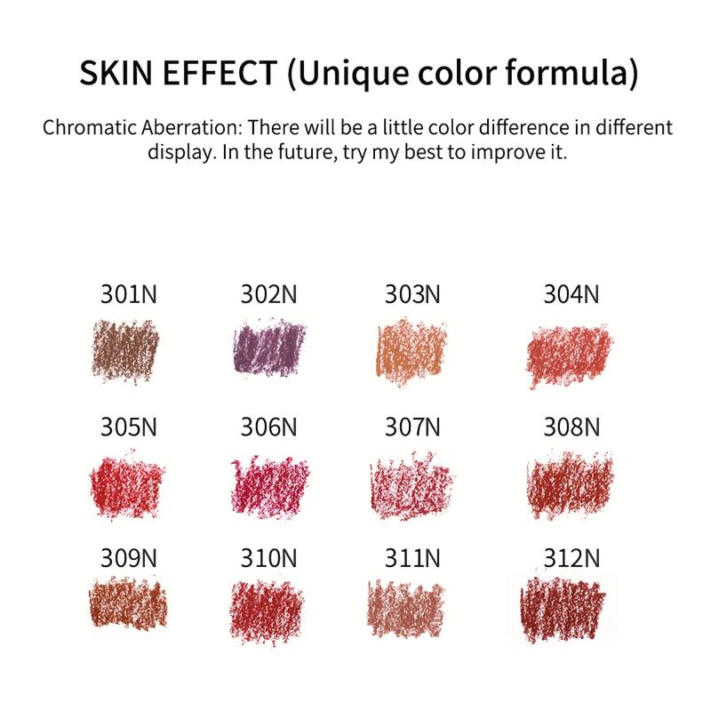 12 Matte Lip Liner Set Purple Red Long Lasting Waterproof Makeup
