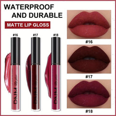 3Pcs Matte Liquid Lipstick Sets Dark Red Brown Lasting 24H Lip Glaze Set