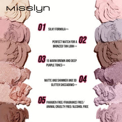 15 Shades Nude Eyeshadow Palette Natural Matte Shimmer Glitter Makeup