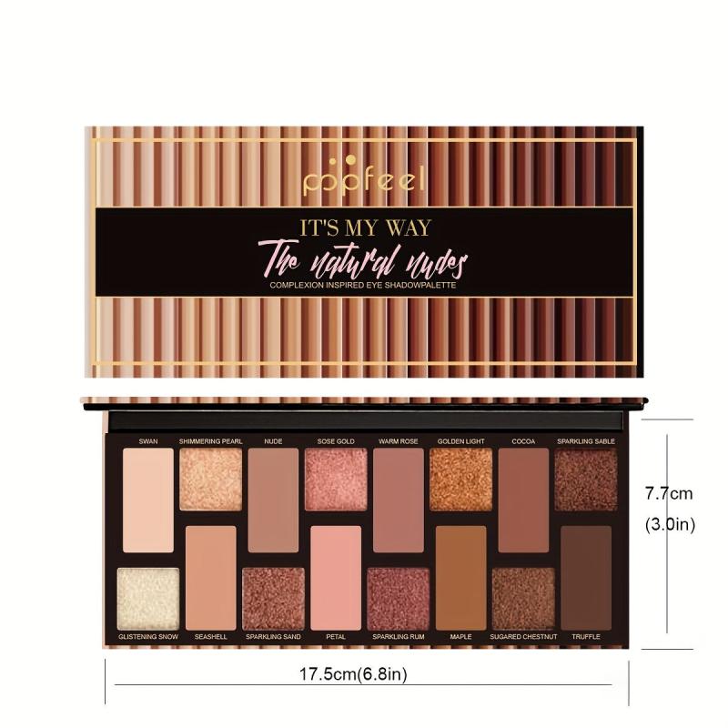 16 Colors Eyeshadow Palette Earth Tone Nude Matte Shimmer Eye Makeup