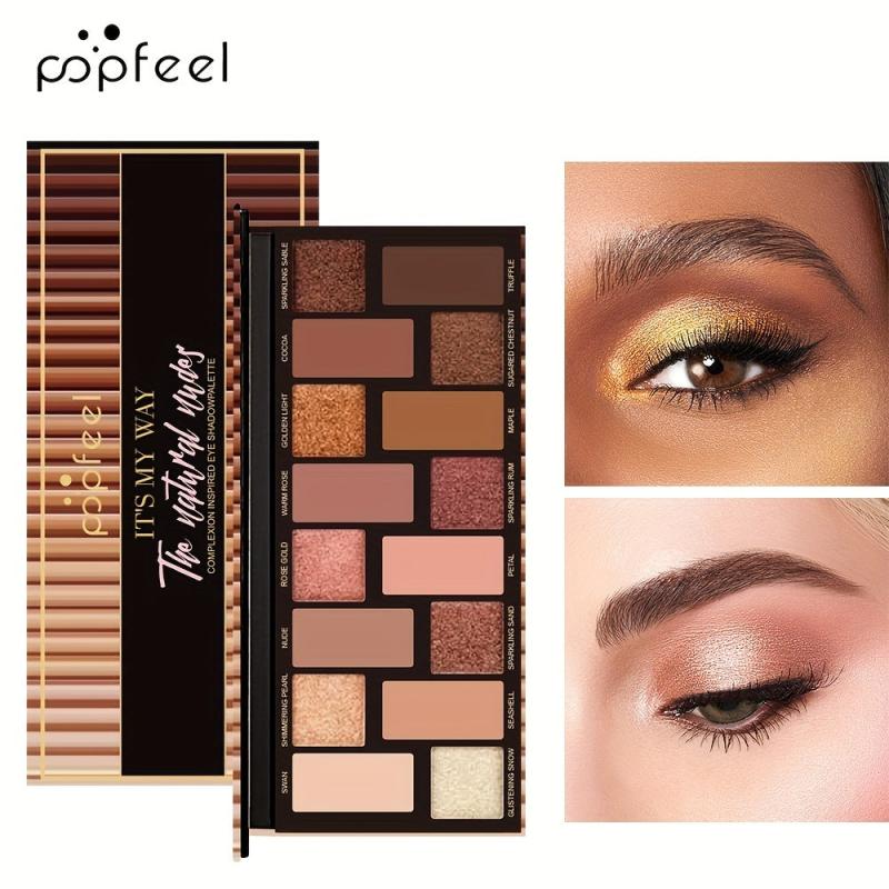 16 Colors Eyeshadow Palette Earth Tone Nude Matte Shimmer Eye Makeup