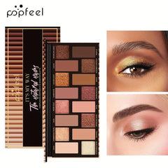 16 Colors Eyeshadow Palette Earth Tone Nude Matte Shimmer Eye Makeup
