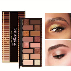 16 Colors Eyeshadow Palette Earth Tone Nude Matte Shimmer Eye Makeup