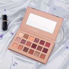 18 Colors Desert Eyeshadow Palette Satin Metallic Texture Brown Red