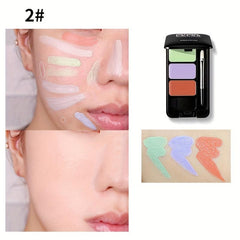 Waterproof Full Coverage Concealer with Brush Green Purple Pink Shades